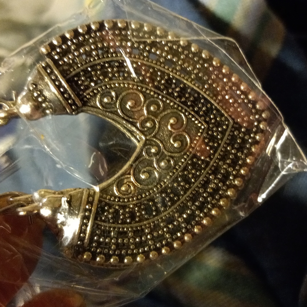 vintage antique  geometric  silver color earings - Picture 4 of 5